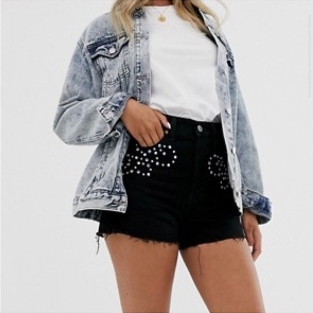 Levi’s rhinestone studded rib cage black shorts